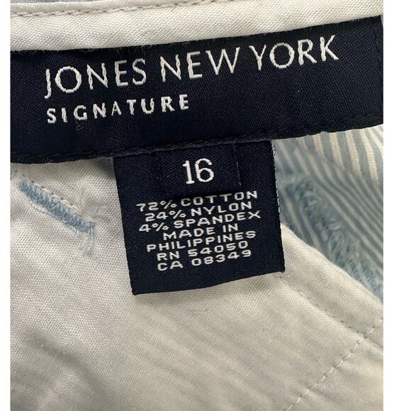Jones New York blue white pinstripes cropped pants size 16 - Picture 3 of 8